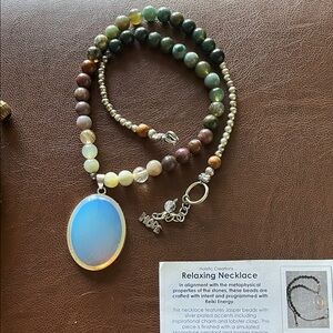 Jasper Moonstone Holistic Reiki multi color Pendant Necklace